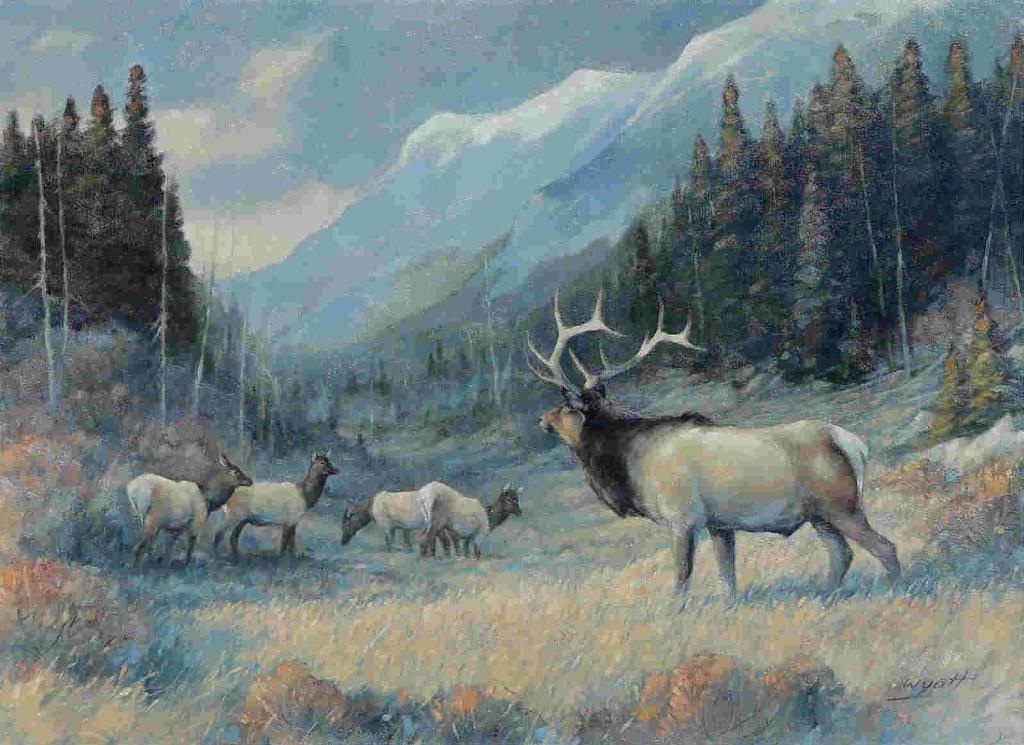 Robert A. Wyatt (1946) - Bull Elk And Cows