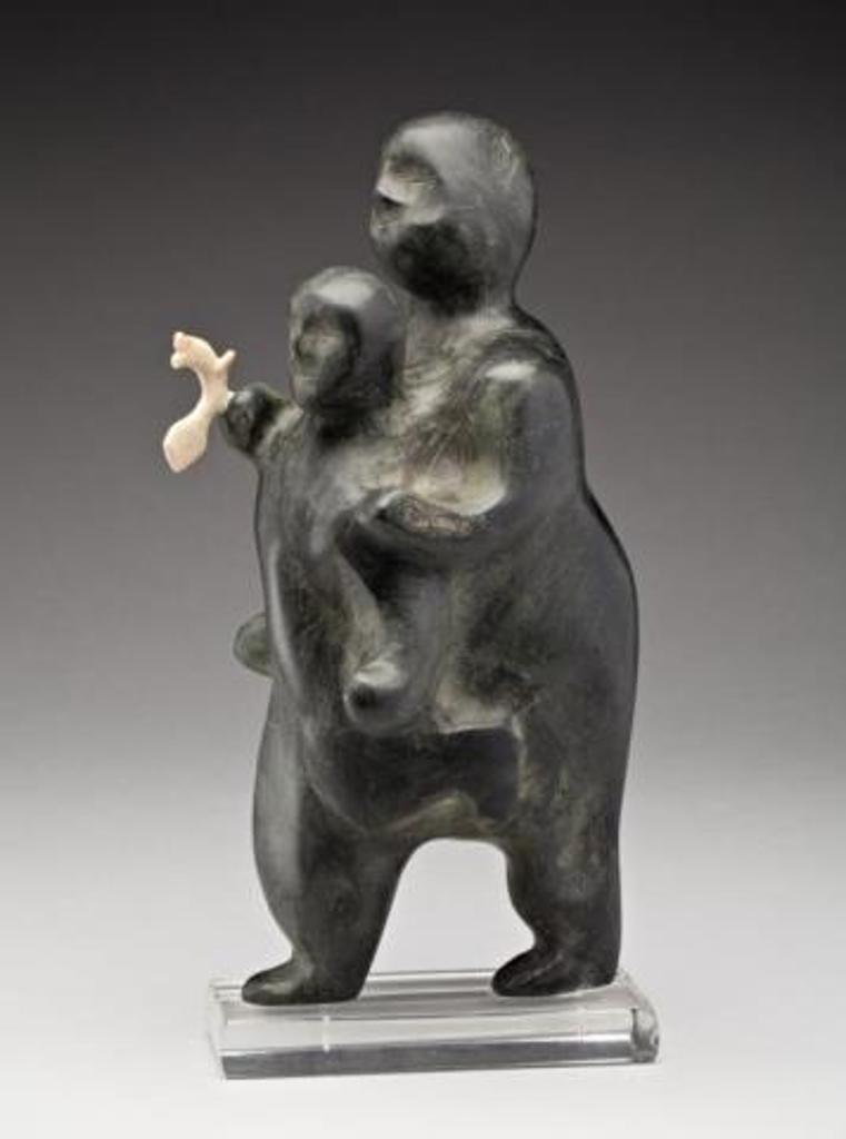 Tuna Iquliq (1935-2015) - Two Figures, ca. late 1970s, black stone and antler,