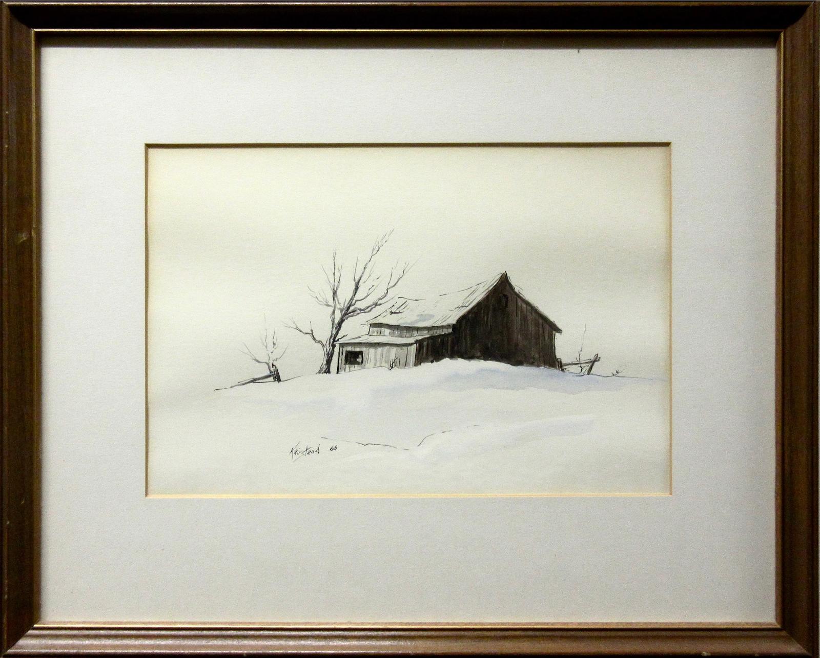 James Lorimer Keirstead (1932) - Untitled (Barn In Winter)