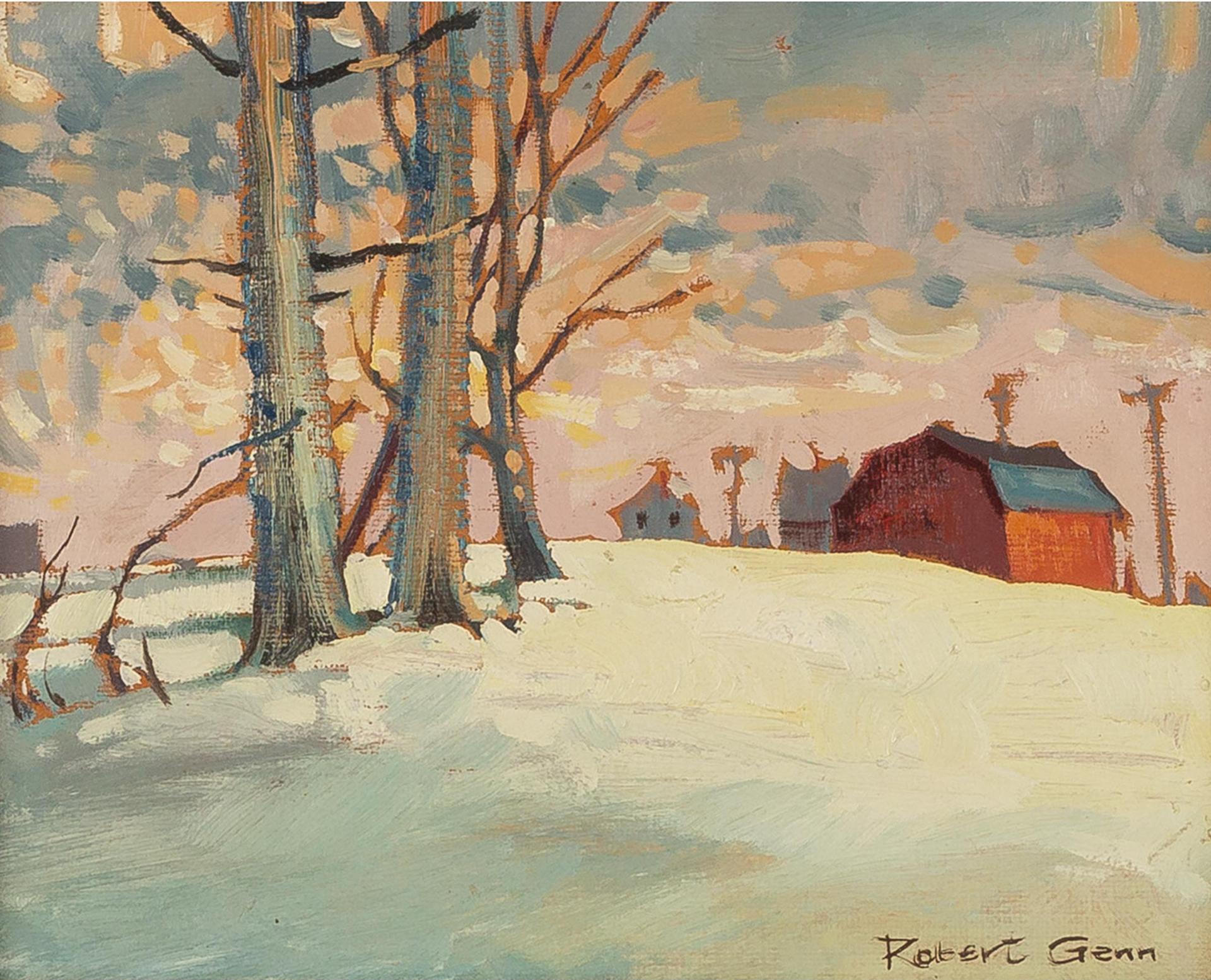 Robert Douglas Genn (1936-2014) - Red Barn At North Bay Ontario