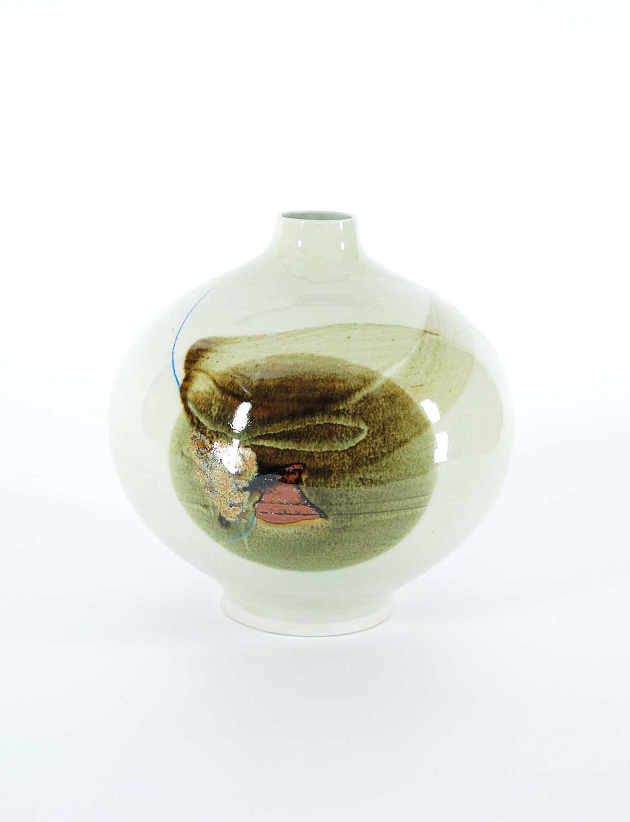 Kayo O'young (1950) - Green with Brown Design Vase