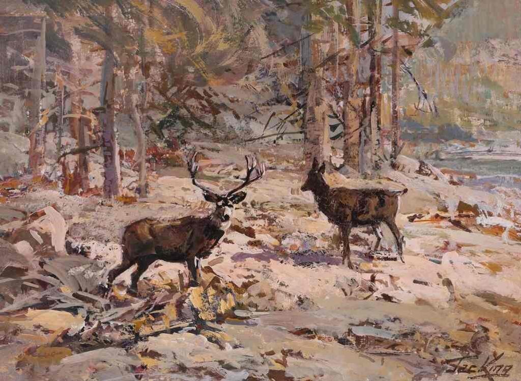 Jack [Jac] Elmo King (1920-1998) - Deer In A Winter Landscape