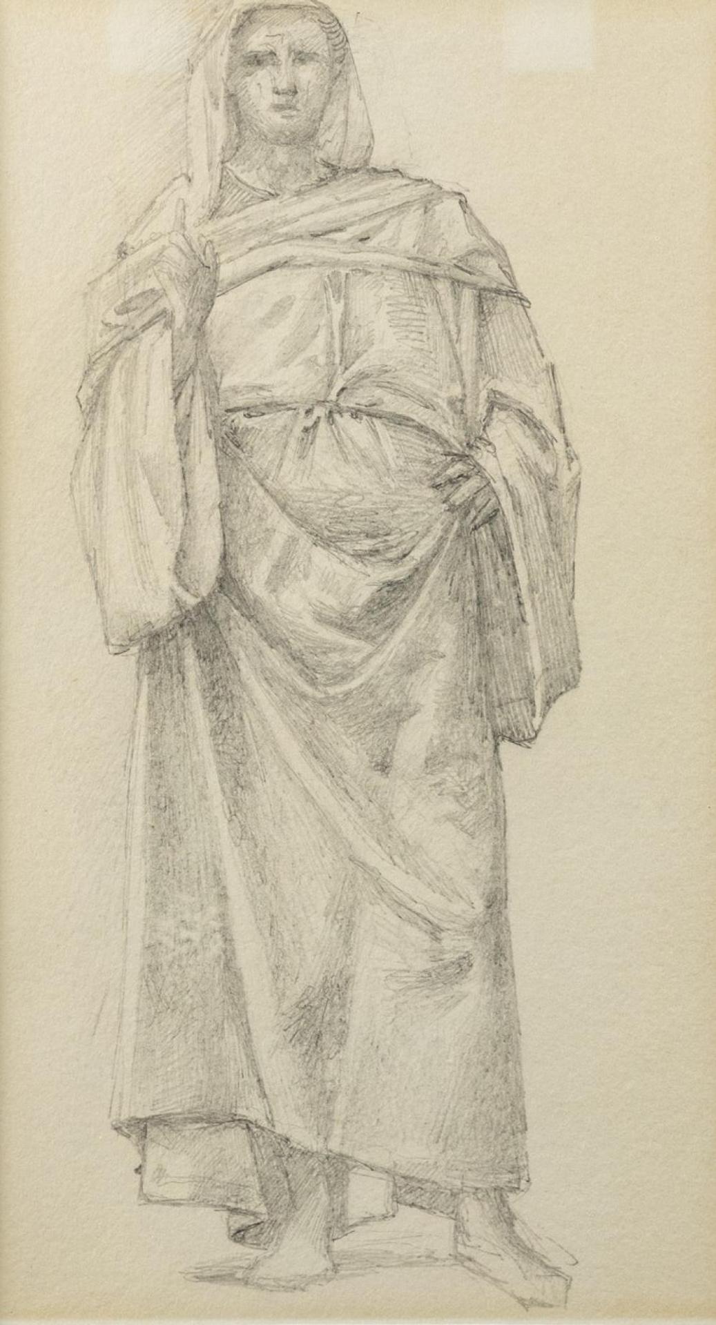 Sir Edward Burne-Jones (1833-1898) - Drawing of a Robed Figure