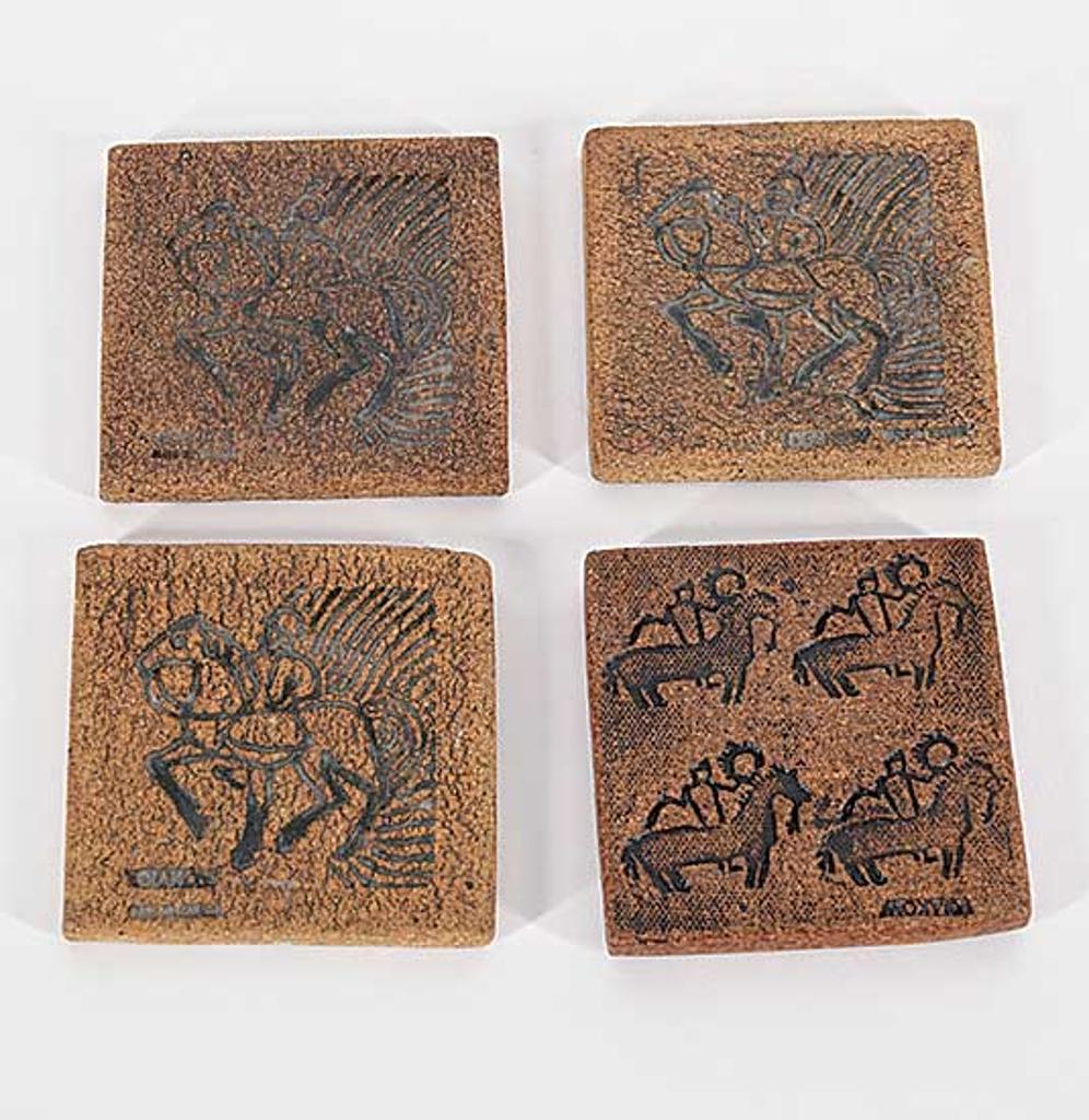 Ted Diakow (1938) - Untitled - Four Coasters with Horse and Rider Designs