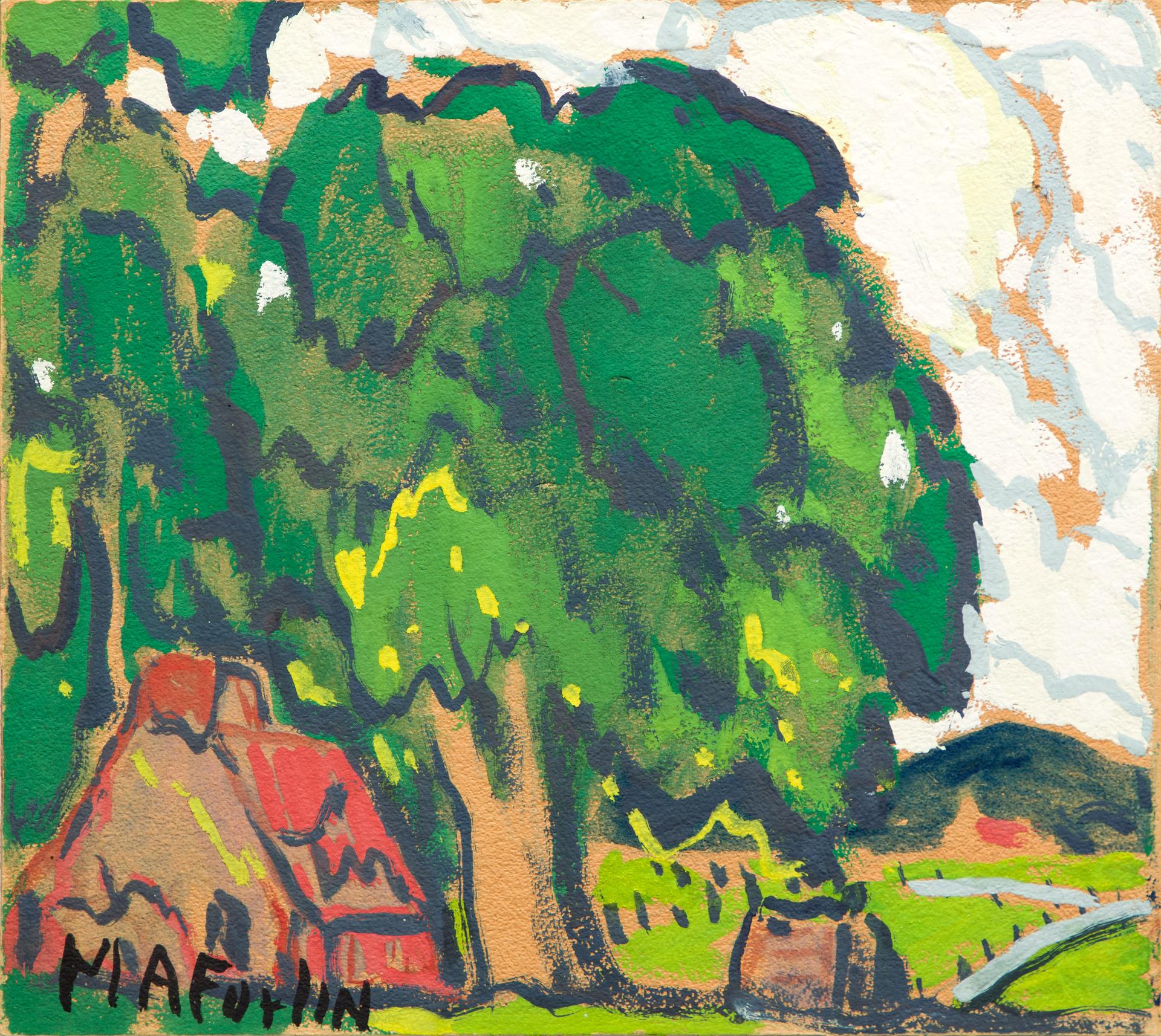 Marc-Aurèle Fortin (1888-1970) - Maison rouge et arbre vert, c. 1950