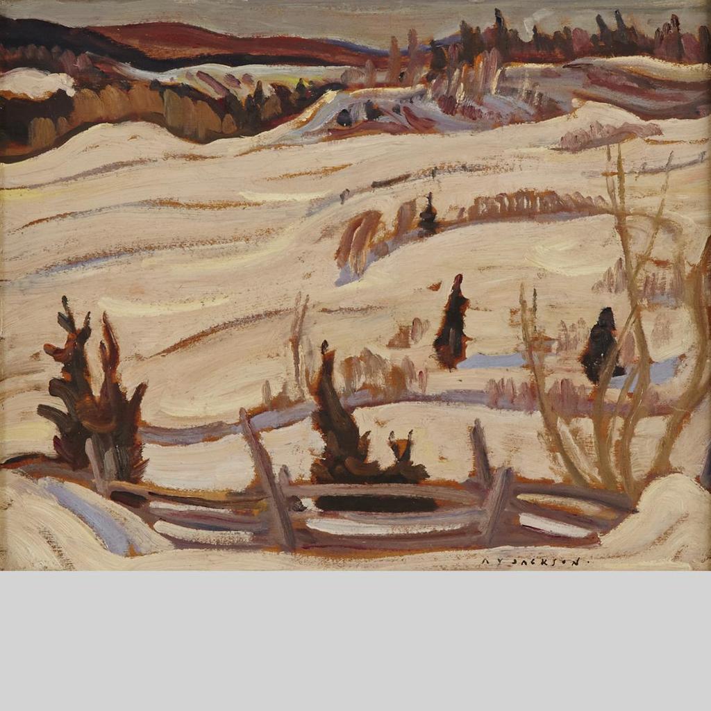 Alexander Young (A. Y.) Jackson (1882-1974) - Fields In Winter, Port Au Persil, Que.