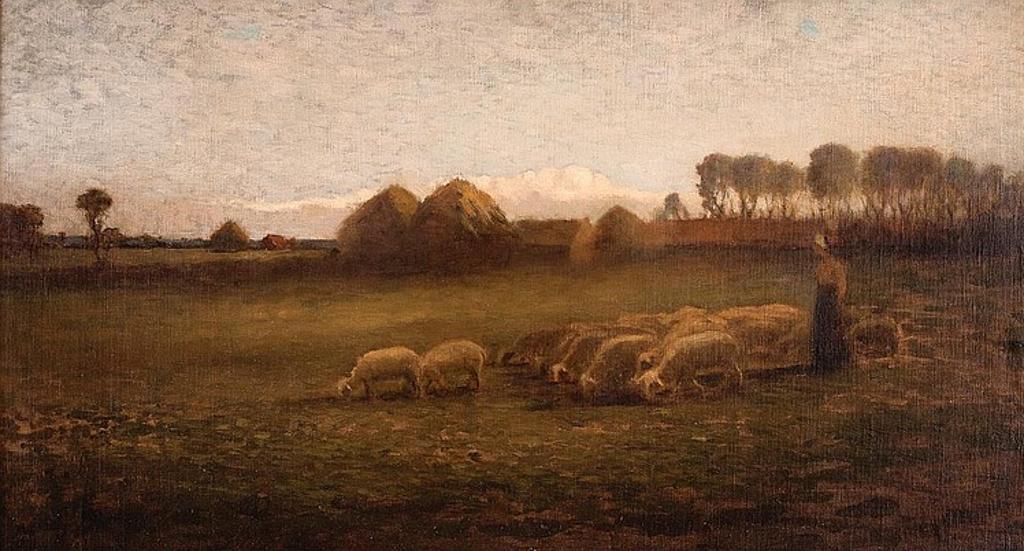 John A. Hammond (1843-1939) - SHEEP IN PASTURE. KENT. ENGLAND