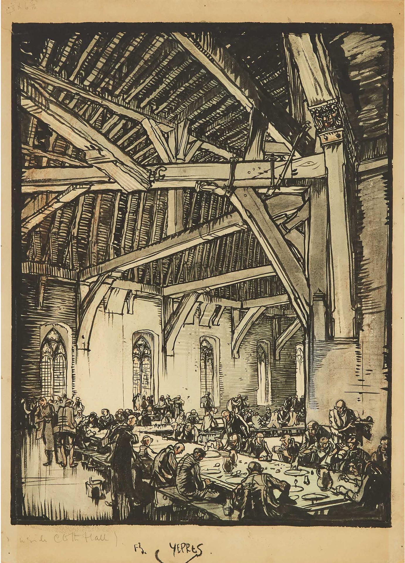 Sir Frank Brangwyn (1867-1956) - Interior Of The Cloth Hall, Ypres