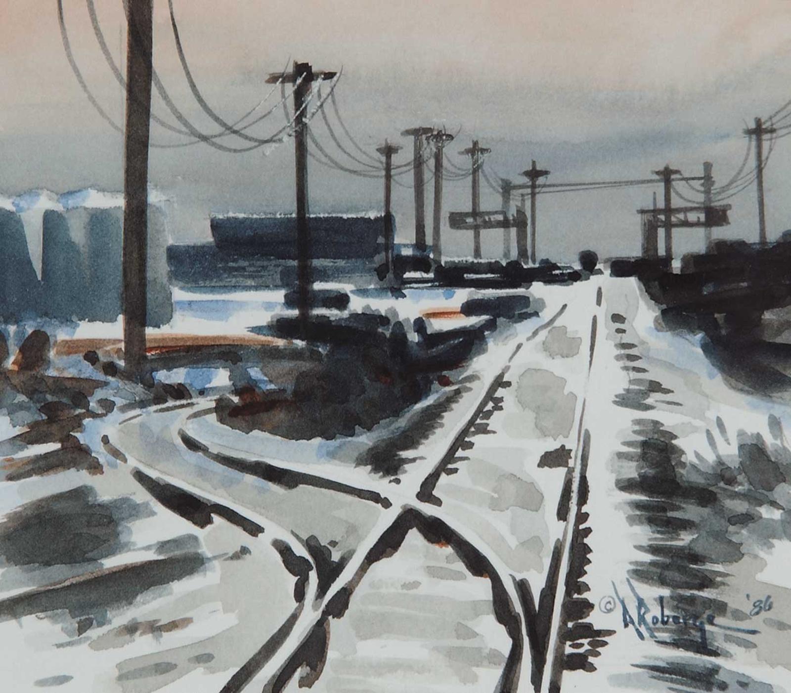 Albert Roberge - Untitled - Train Tracks in Winter