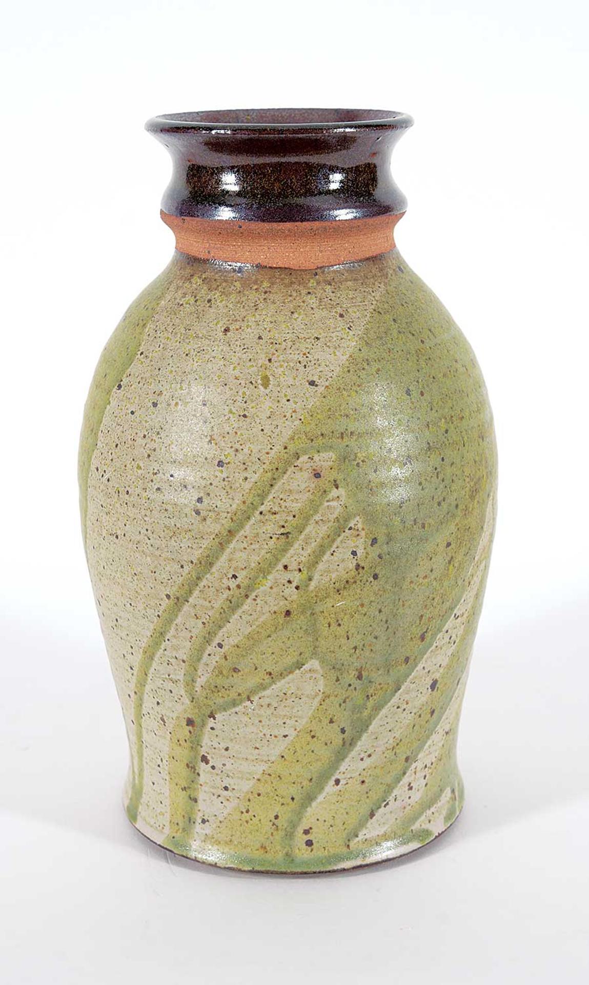 Harlan House (1943) - Untitled - Green Wash with Brown Top Vase