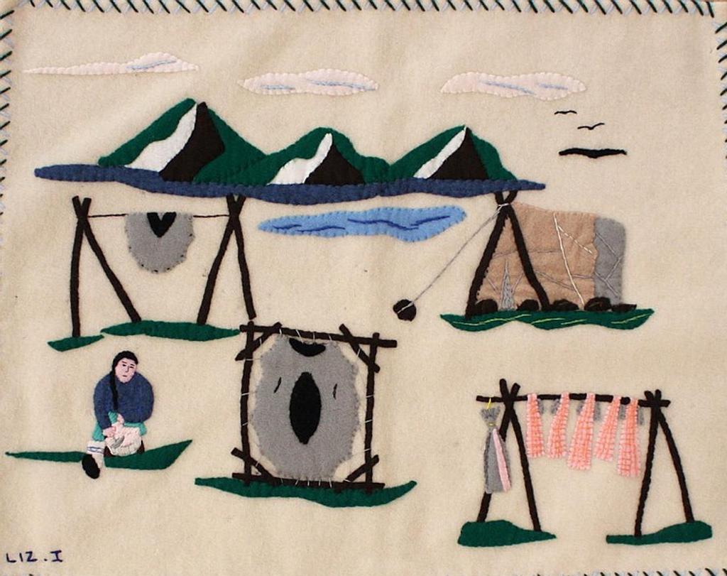 Liz. I - an inuit embroidered wall hanging depicting Arctic life