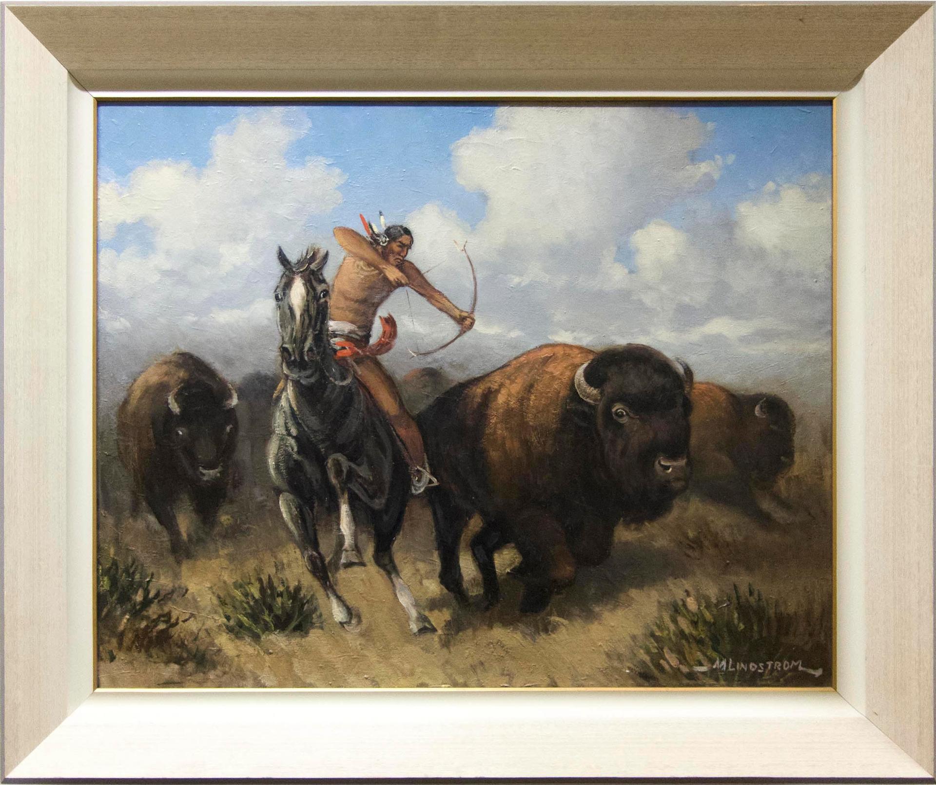 Matt Lindstrom (1890-1975) - Untitled (Buffalo Hunt)