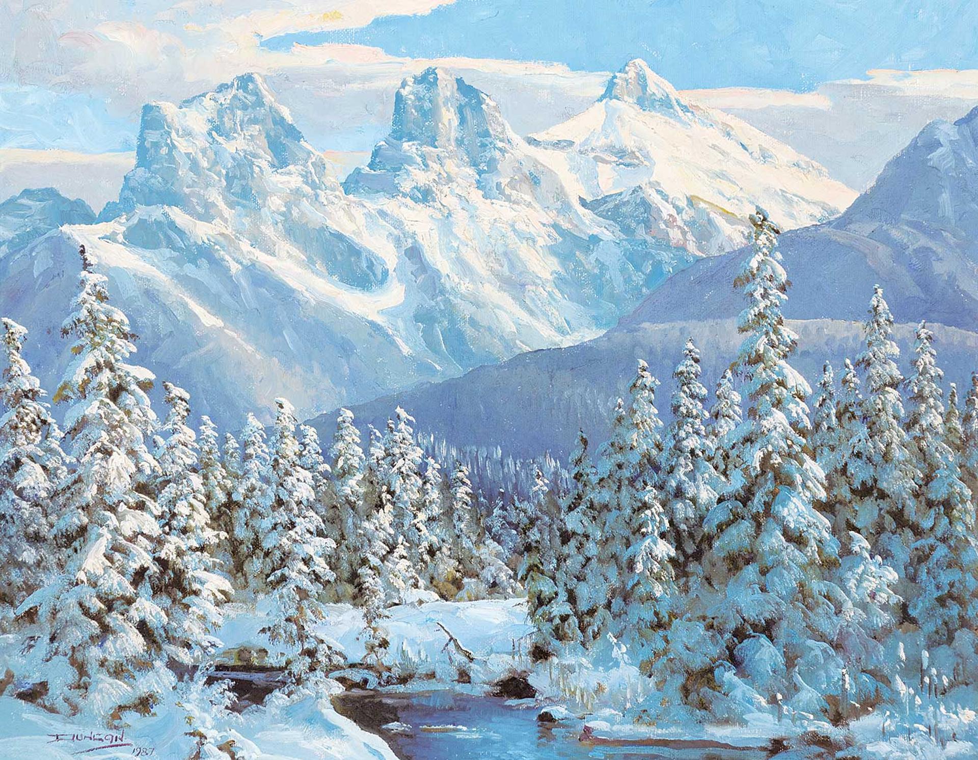 Duncan Mackinnon Crockford (1922-1991) - The Three Sisters Mt. Winter, Near Canmore, Alberta