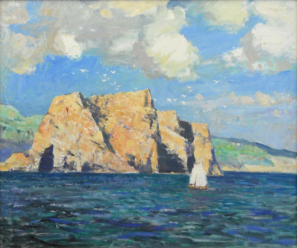 Richard Jack (1866-1952) - Sailboat at Perce Rock, Gaspe
