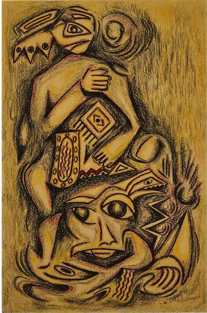 Daphne Odjig (1919-2016) - Nanabosho And The Windigo (Nanabush And The Giant)