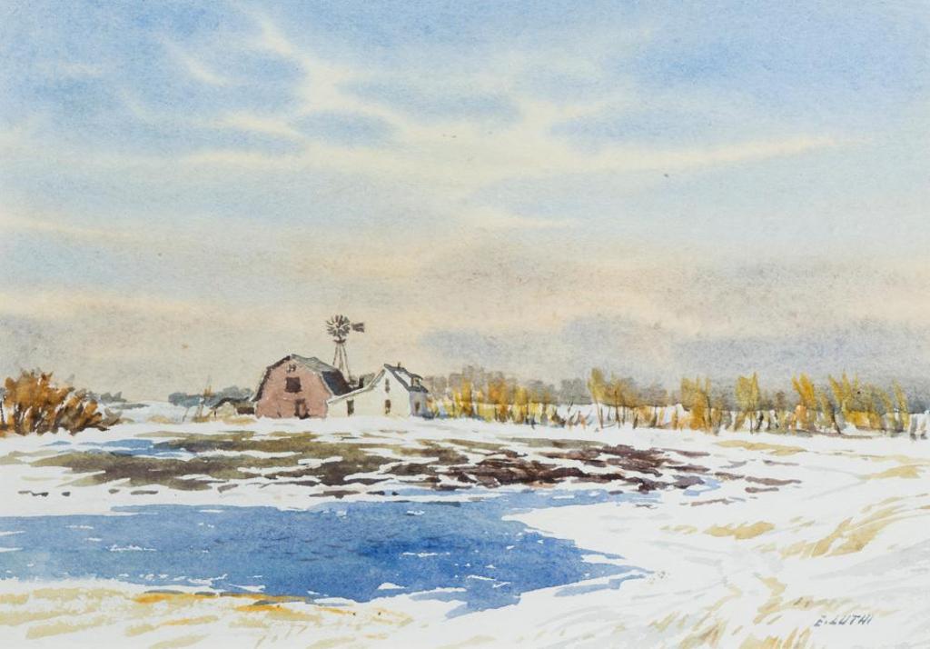 Ernest (Ernie) Luthi (1906-1983) - Untitled - Farm in Winter