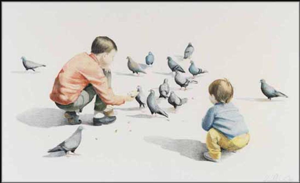 Ross Ellsworth Penhall (1959) - Feeding the Pigeons