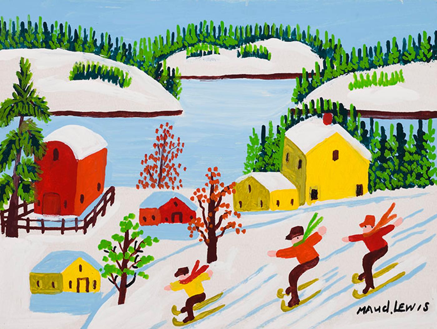 Maud Kathleen Lewis (1903-1970) - Skiing at Sandy Cove