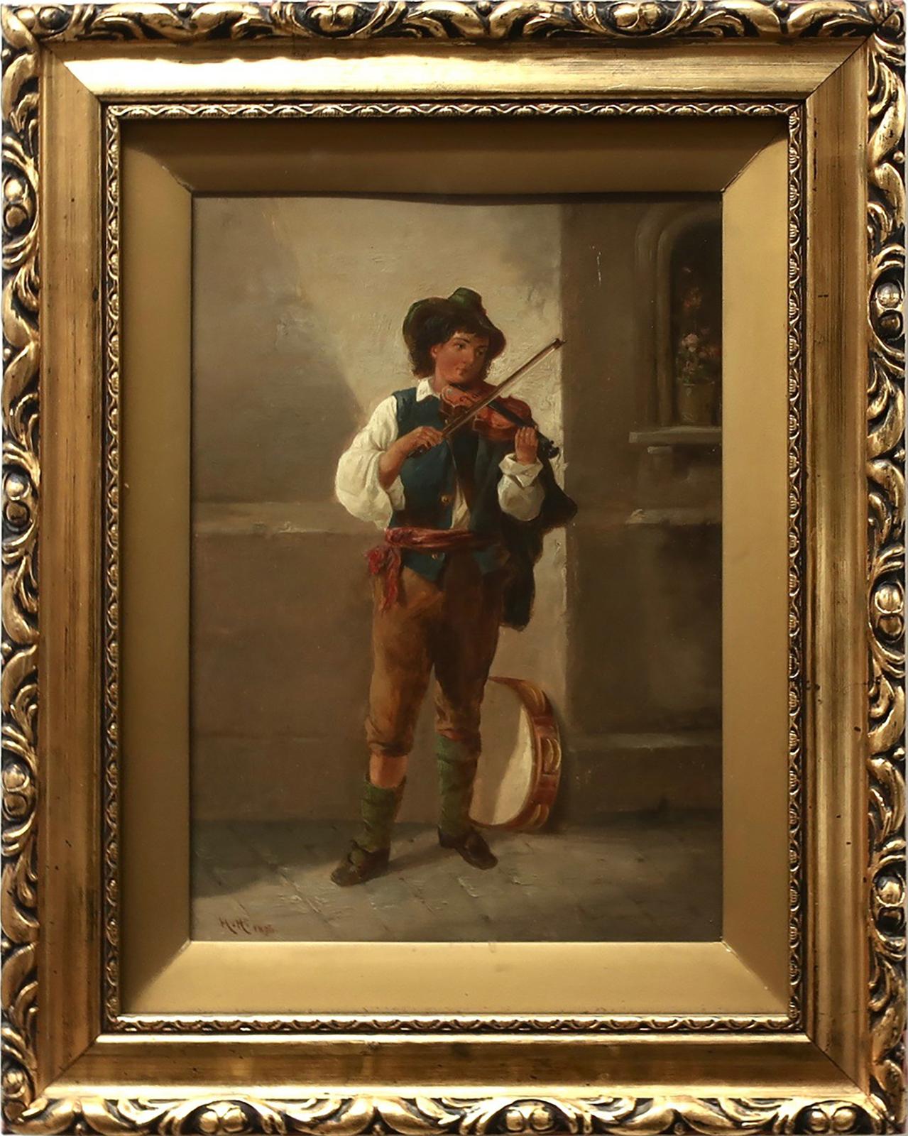 Sir Hubert von Herkomer (1849-1914) - Young Street Musician Playing The Violin, 1876