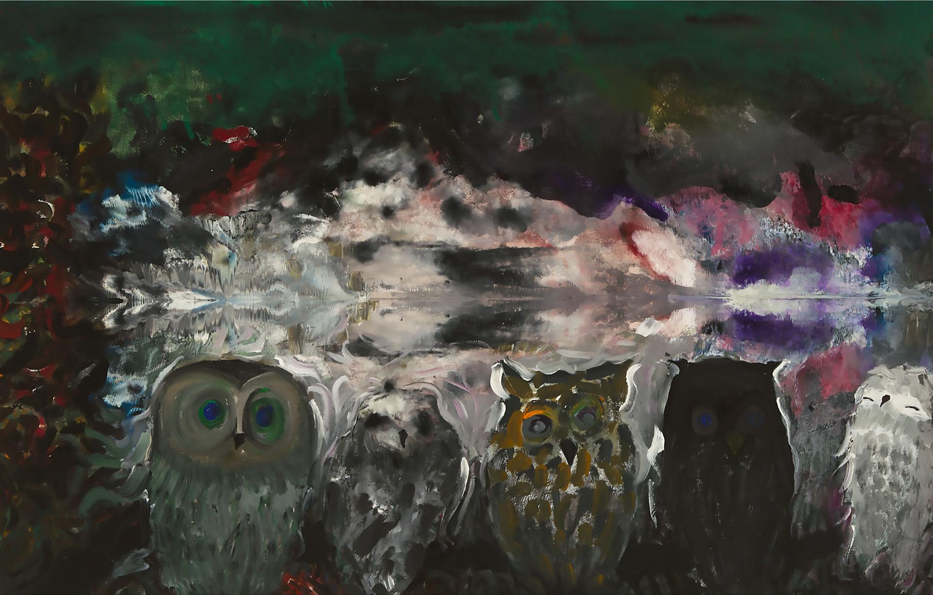 Jack Leaonard Shadbolt (1909-1998) - Owls In A Northern Landscape, 1976