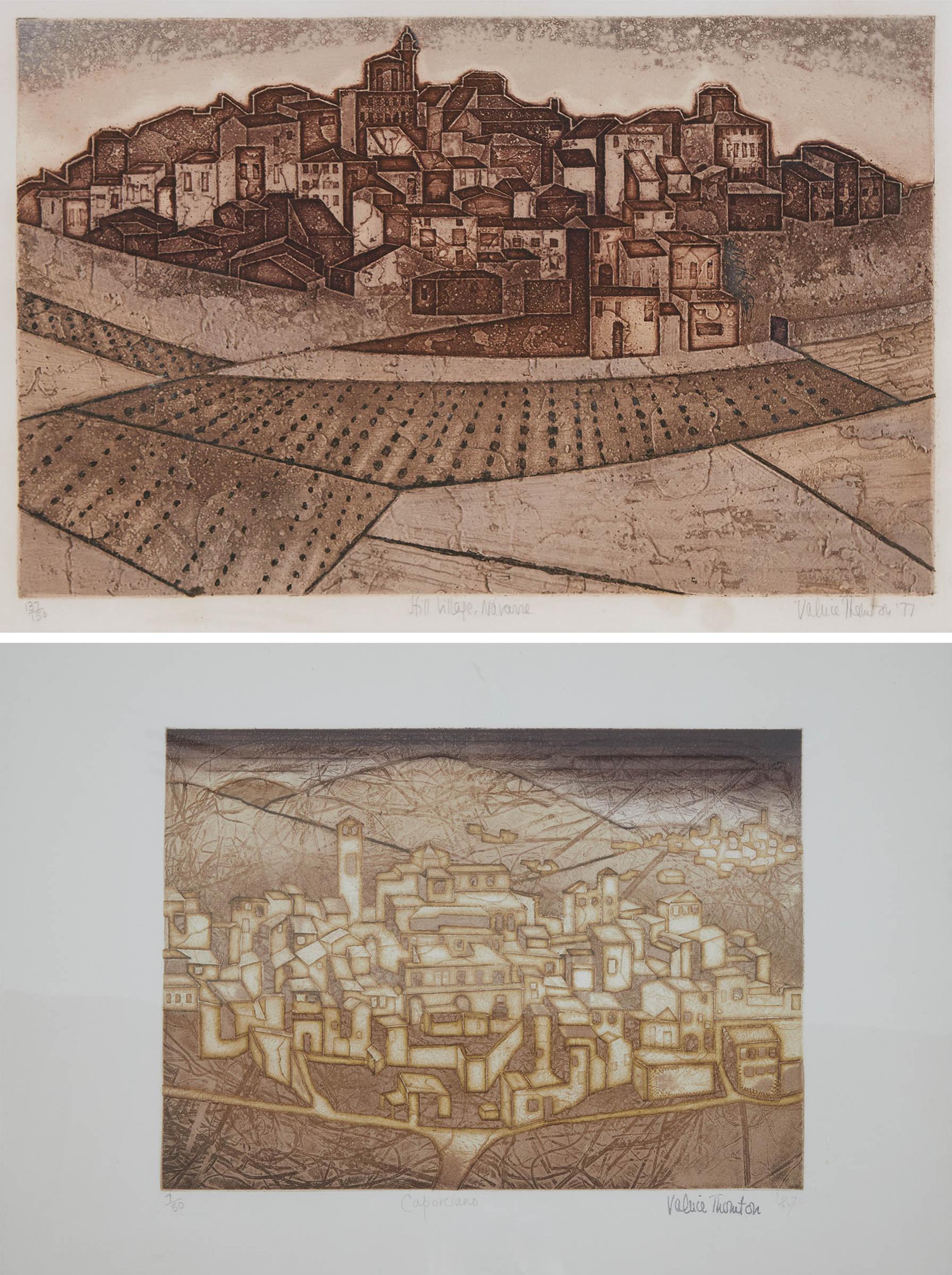 Valerie Thornton (1931-1991) - Caporciano, 1987; Hill Village, Navarre, 1977