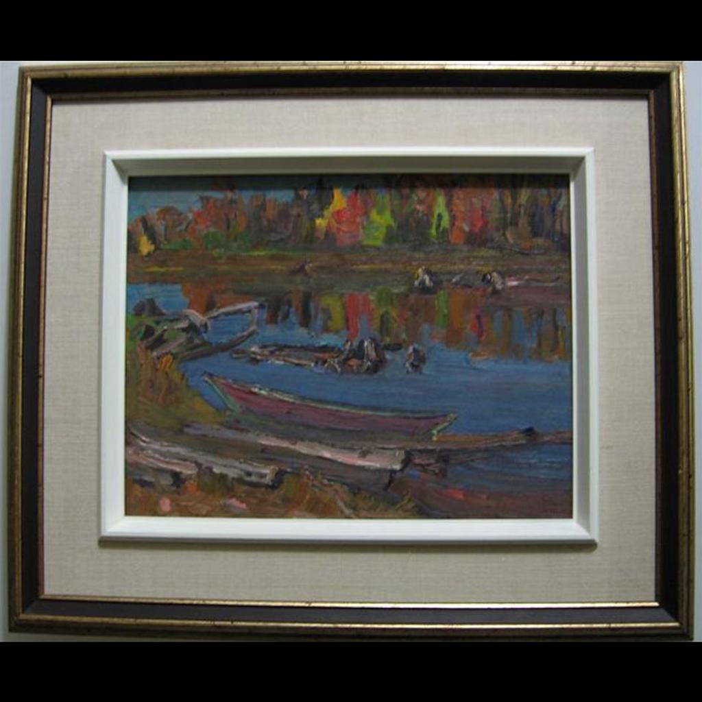 Ralph Wallace Burton (1905-1983) - Autumn - 1970, Logs And Pointer On The Glen Tay, River, Lanark County, Ont.