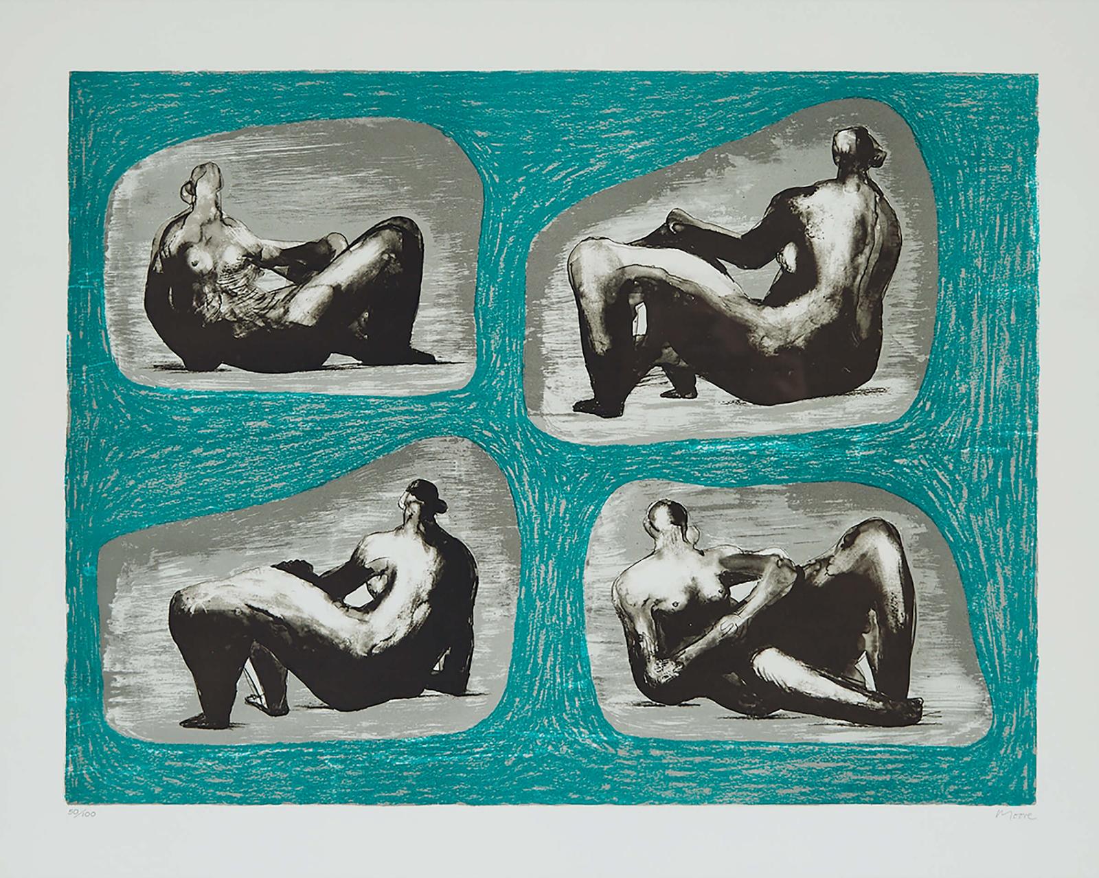 Henry Spencer Moore (1898-1986) - Four Reclining Figures - Caves, 1974 [cramer, 335]