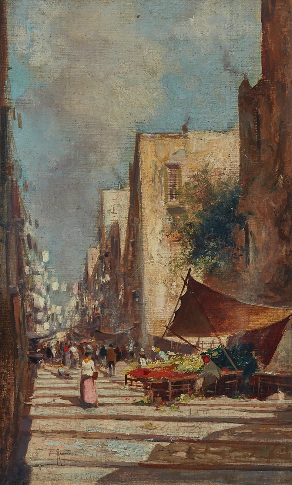 Oscar Ricciardi (1864-1935) - Italian Market Scene