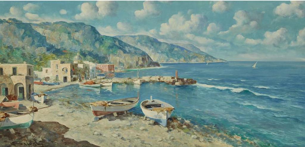 Giuseppe Salvati (1900) - Capri Coast With Fishing Village