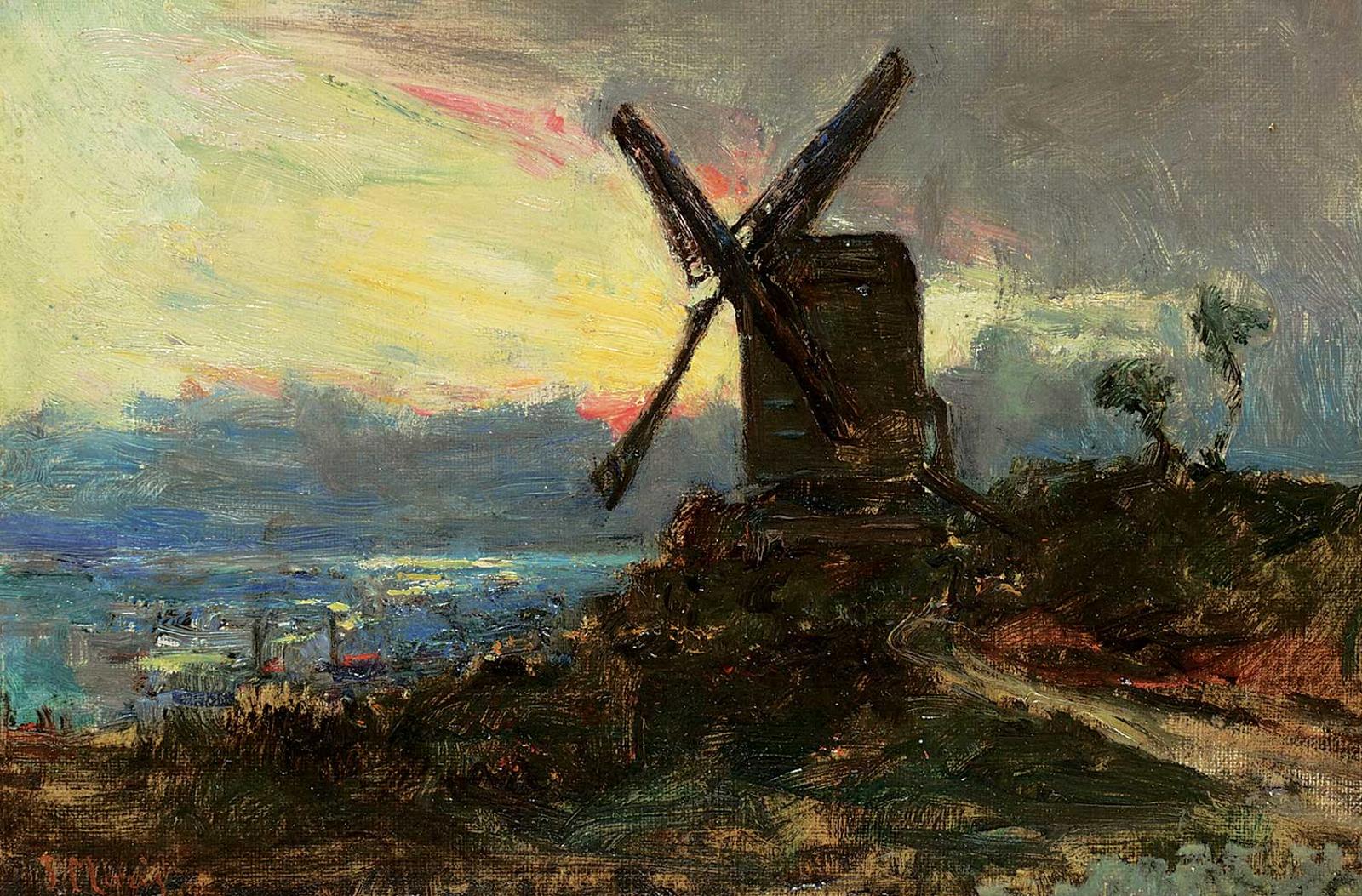 Jacob Henricus Maris (1837-1899) - Untitled - Windmill at Sunset