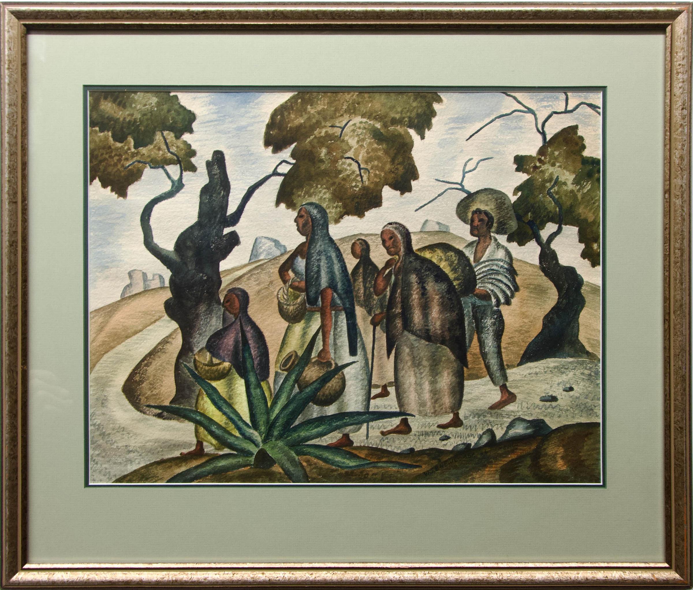 William John Bertram Newcombe (1907-1969) - Mexican Group (San Miguel De Allende, Mexico)