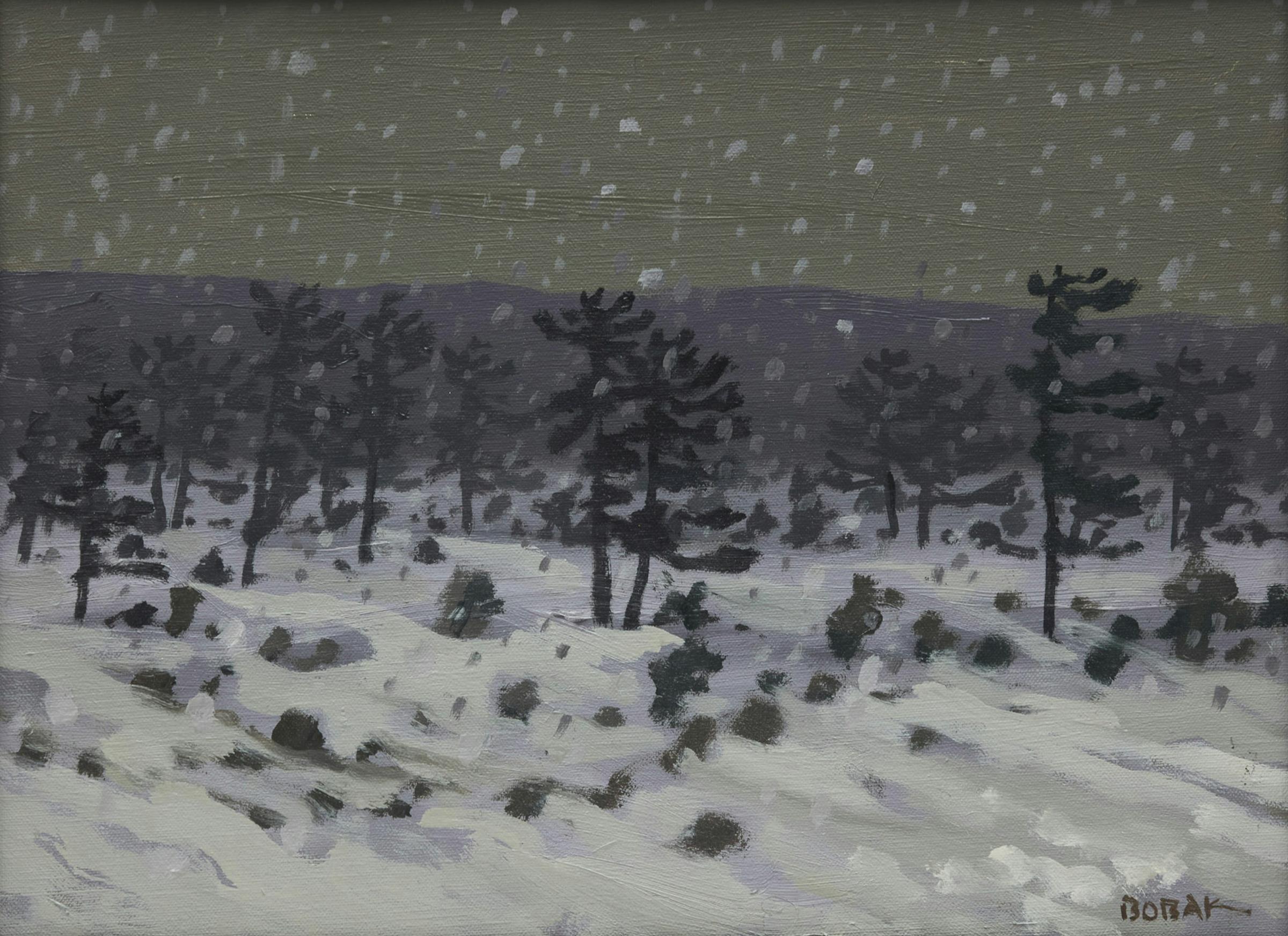 Bruno Joseph Bobak (1923-2012) - Snow Falling on Tamaracks