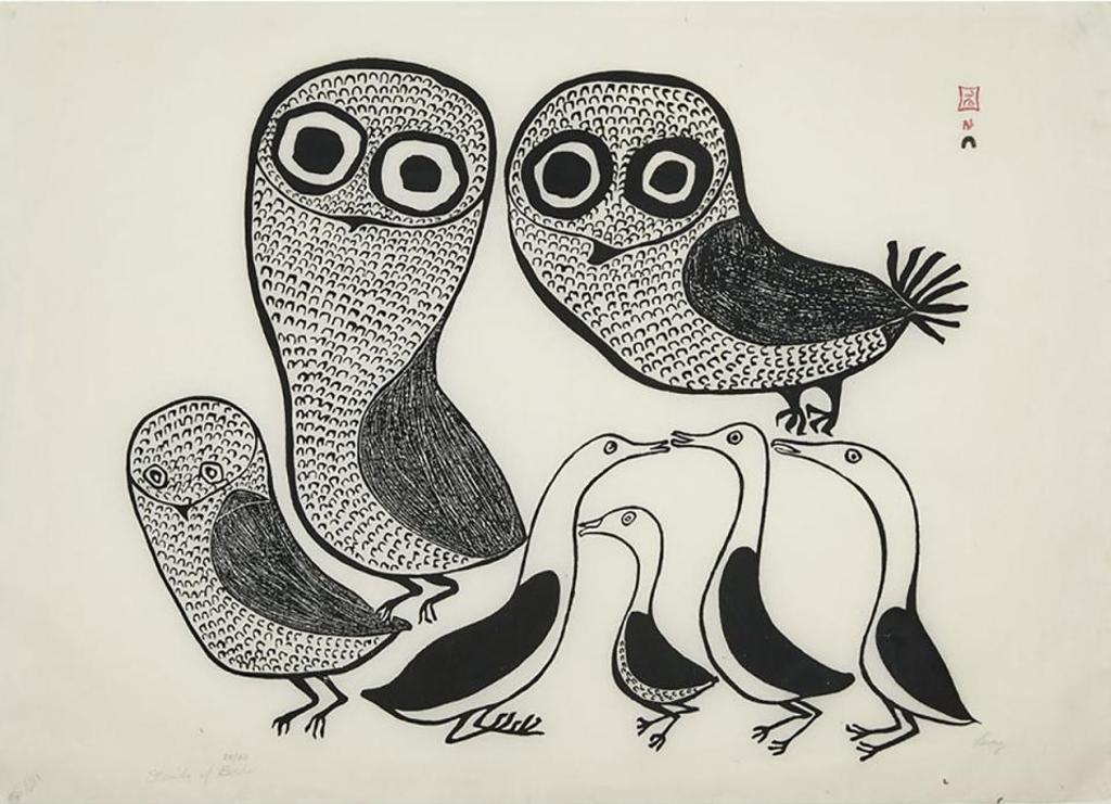 Lucy Qinnuayuak (1915-1982) - Family Of Birds