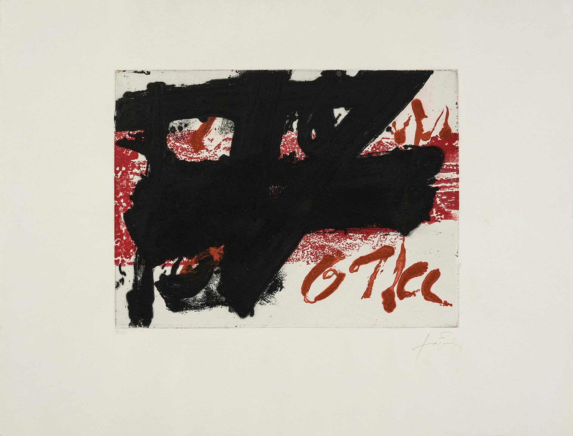 Antoni Tàpies (1923-2012) - Noir sur rouge, 1983