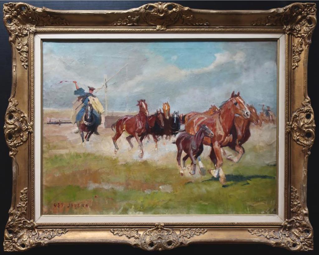 Bela Juszko (1877-1969) - Untitled (Rounding Up The Horses)