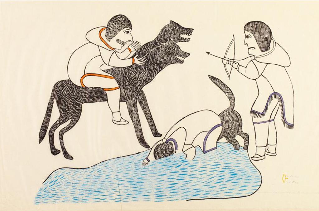 Victoria Mamnguqsualuk (1930-2016) - Man Riding On Two-Headed Dog