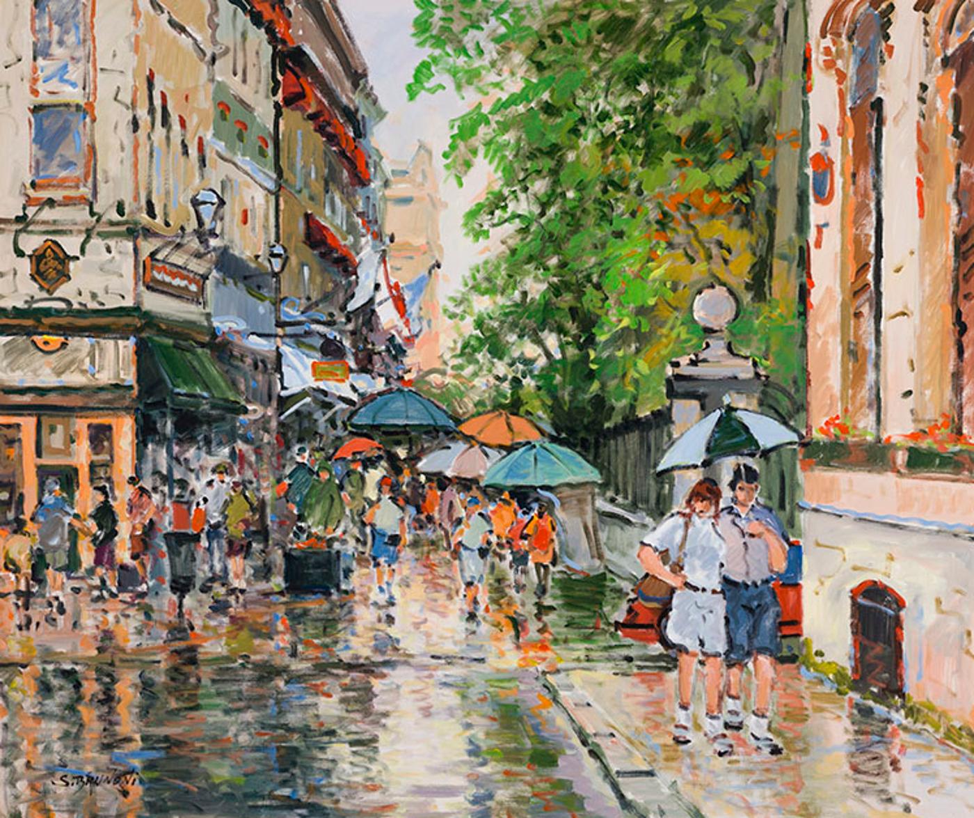 Serge Brunoni (1938-2020) - Un petit coin de parapluie (Québec, rue St. Anne)