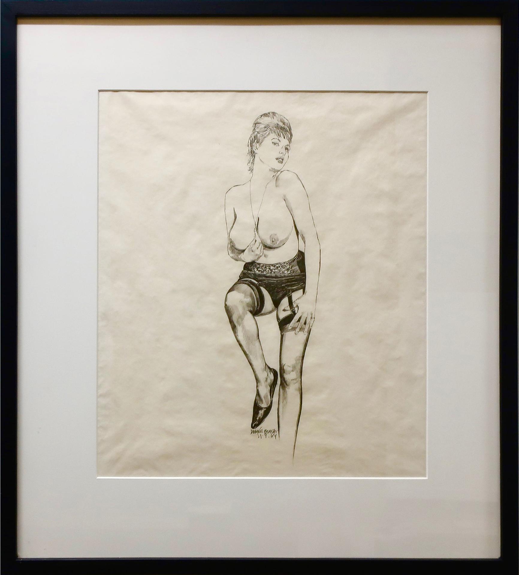 Dennis Eugene Norman Burton (1933-2013) - Untitled (Semi Nude In Garters - From The Garter Belt Series)