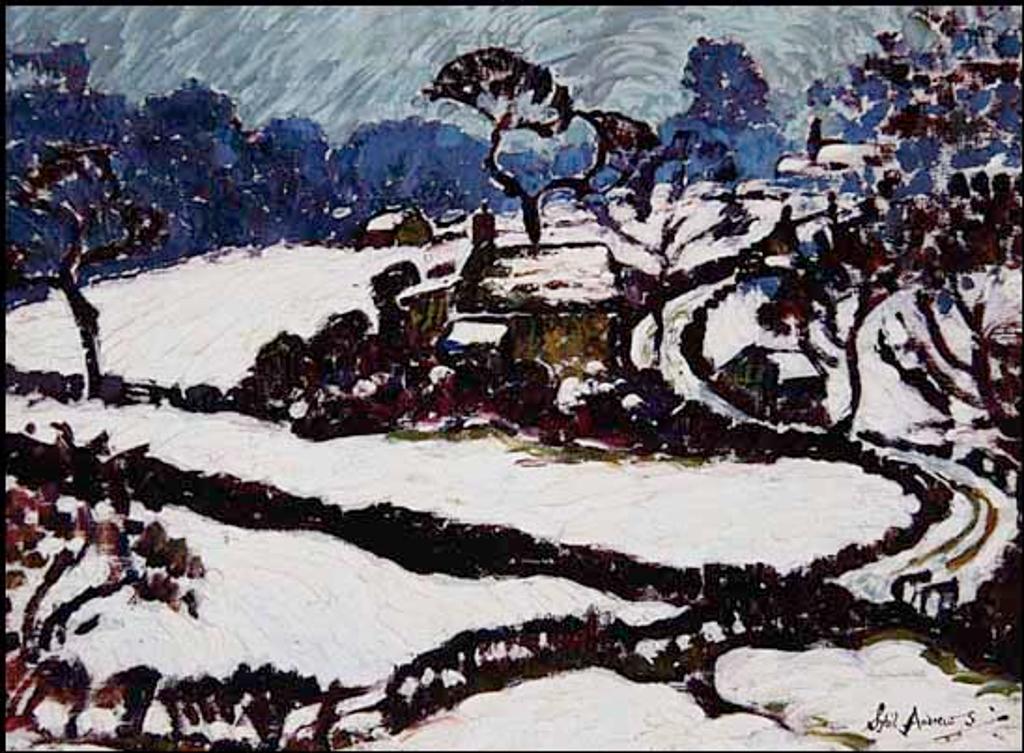 Sybil Andrews (1898-1992) - Village in the Snow
