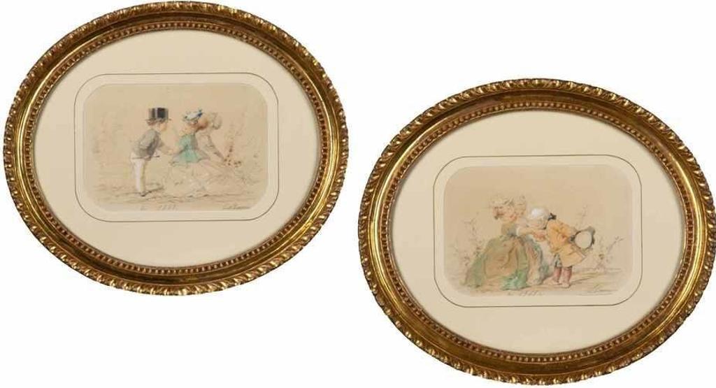 Charles Edouard de Beaumont (1821-1888) - Two pencil watercolour and bodycolour drawings