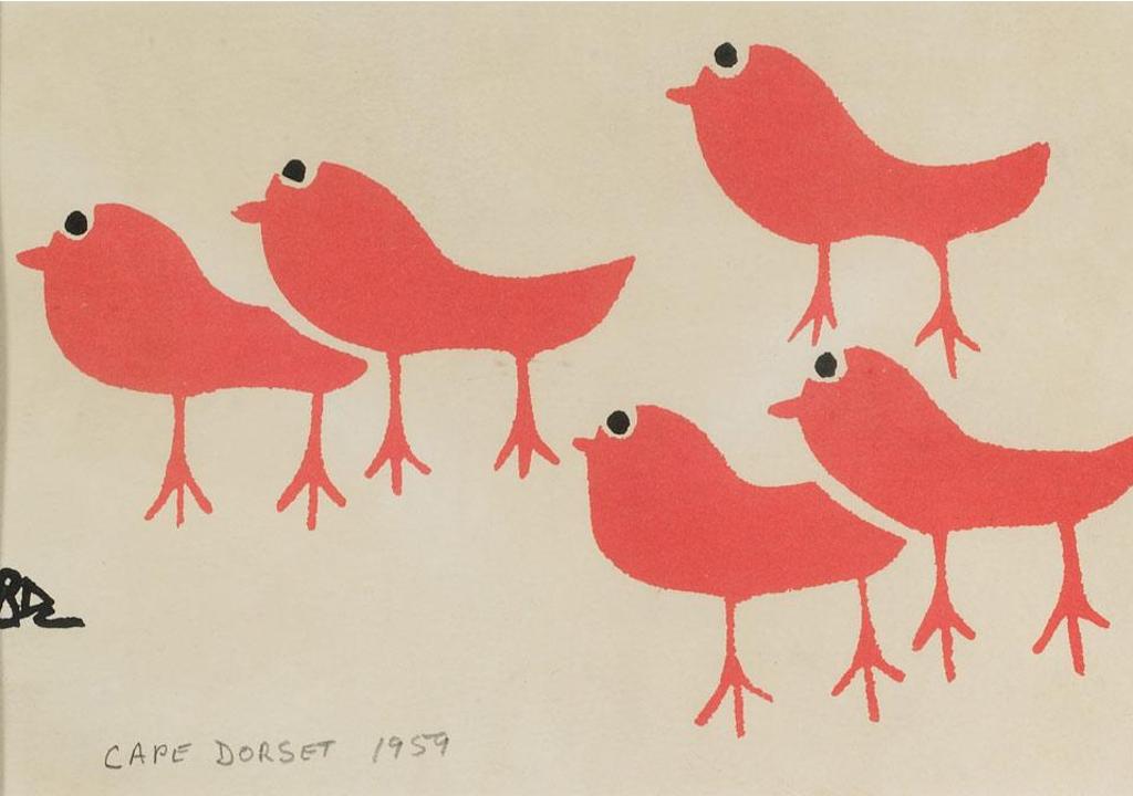 Iyola Kingwatsiak (1933-2000) - Untitled (Red Birds)