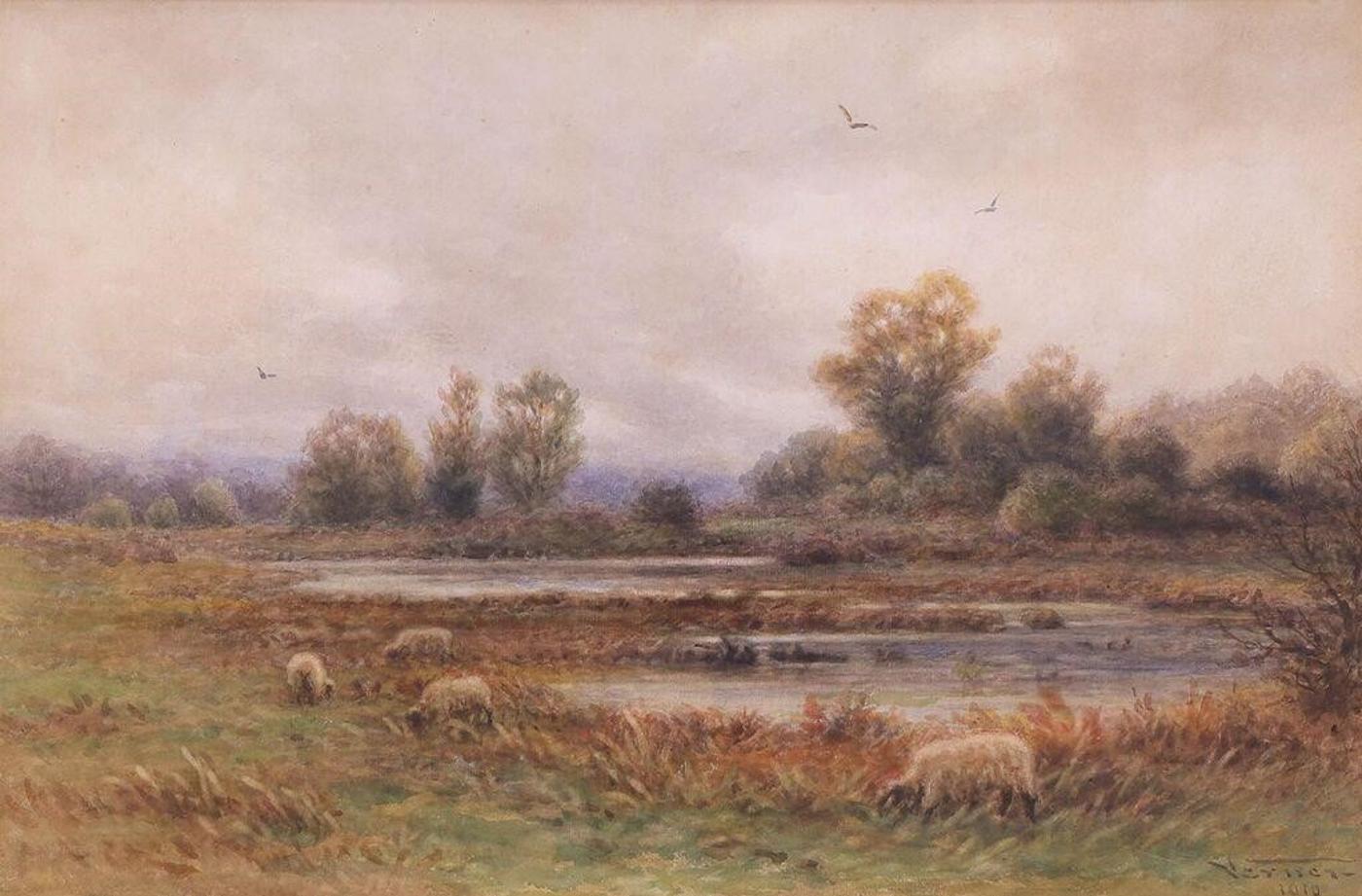 Frederick Arthur Verner (1836-1928) - Pastoral Scene With Grazing Sheep; 1910