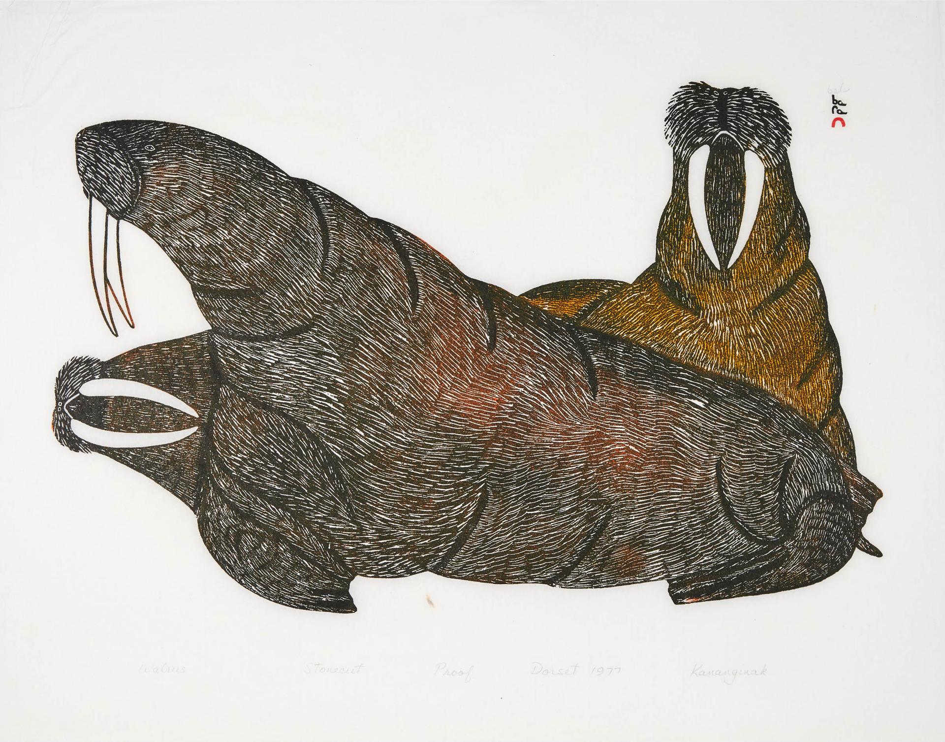 Kananginak Pootoogook (1935-2010) - WALRUS, 1977