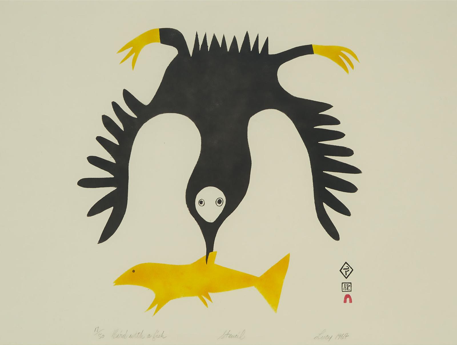 Lucy Qinnuayuak (1915-1982) - Bird With A Fish