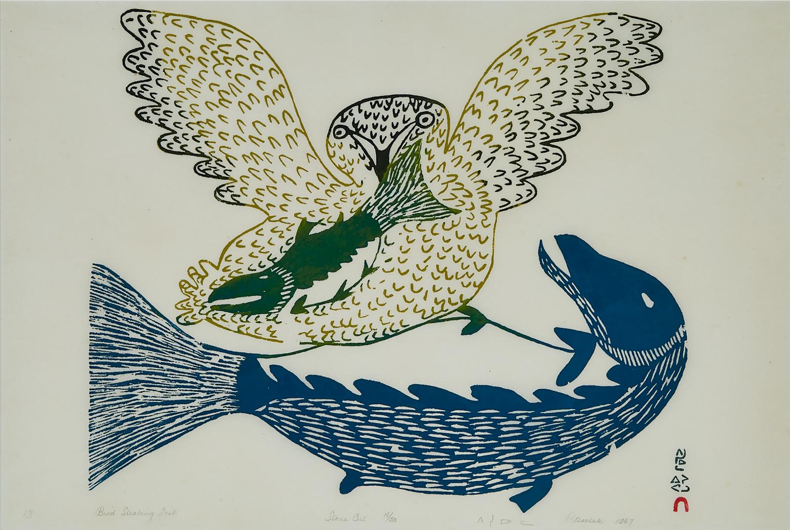 Pitseolak Ashoona (1904-1983) - Bird Stealing Fish