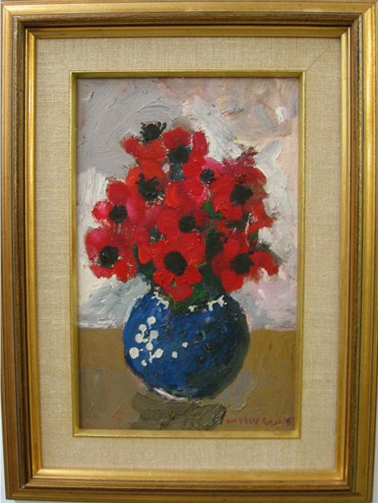 Molly Joan Lamb Bobak (1922-2014) - Anemones In Blue Vase