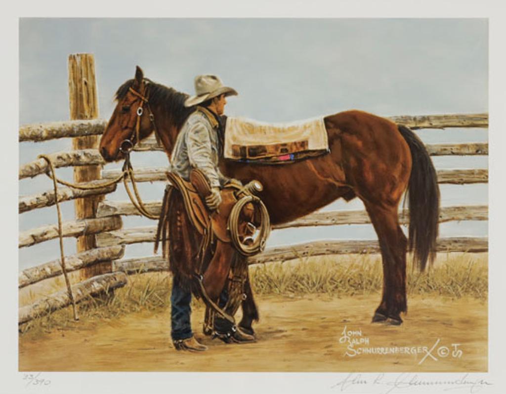 John Ralph Schnurrenberger (1941) - Cowboy with Horse (03207/382)