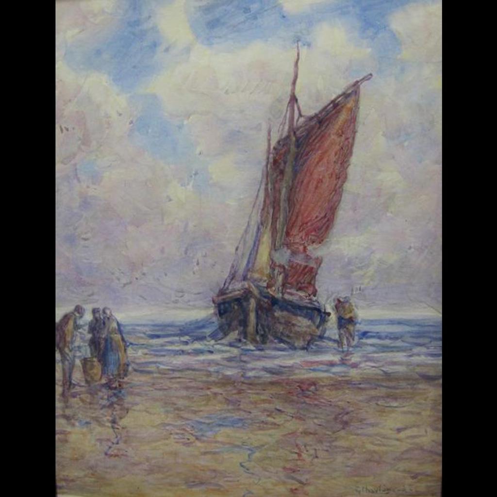 Georges Chavignaud (1865-1944) - Fisherfolk On Beach; White Homestead; Going Fishing