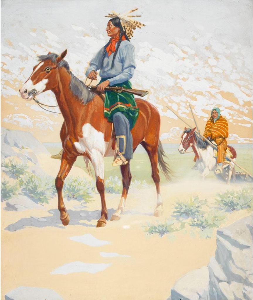 Arthur Henry Hider (1870-1952) - Indians On Horseback