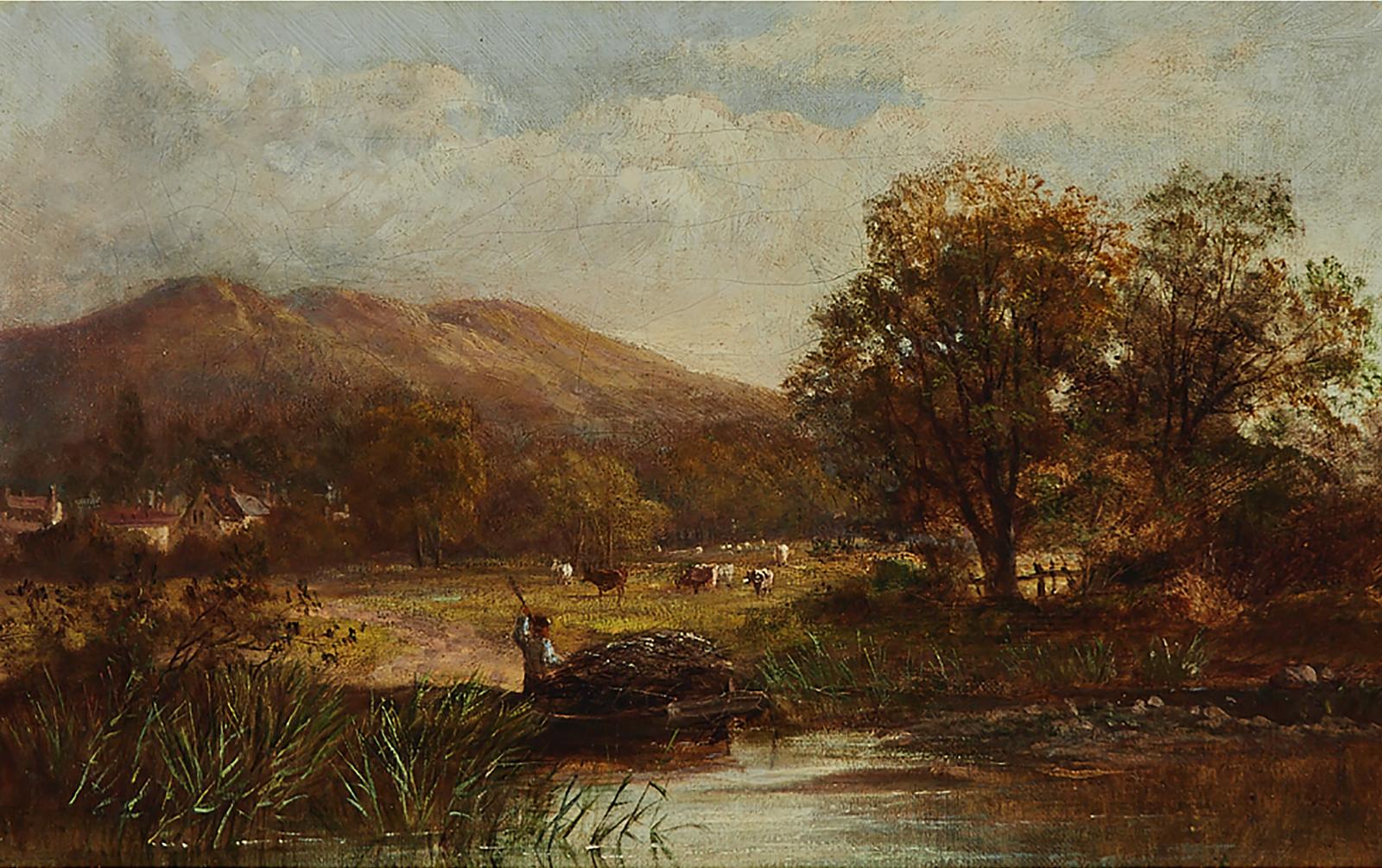 Thomas Worthington Whittredge (1820-1910) - Hudson River Landscape With Boatman And Cows In Pasture